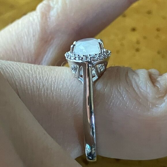 Natural Rainbow Moonstone Sterling Silver Ring Size 5.75 - Picture 3 of 9